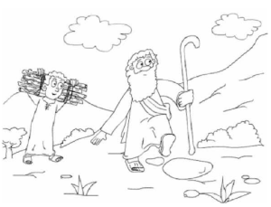 Tipica immagine da libro elementare della storia di Abramo ed Isacco